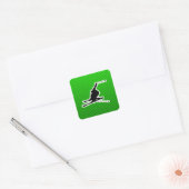 Groene sneeuwskiën vierkante sticker (Envelop)