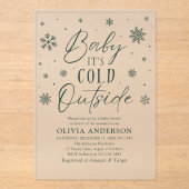Groene sneeuwvlok Baby Het is koud buiten Baby sho Acryl Uitnodigingen (Voorkant)