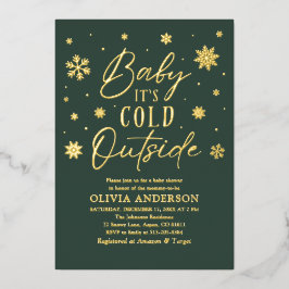Groene sneeuwvlok Baby Het is koud buiten Baby sho Folie Uitnodiging