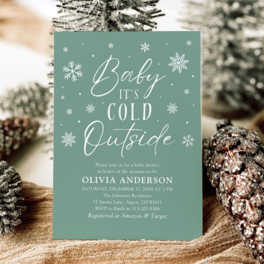 Groene sneeuwvlok Baby Het is koud buiten Baby sho Kaart