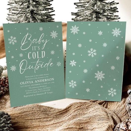 Groene sneeuwvlok Baby Het is koud buiten Baby sho Kaart