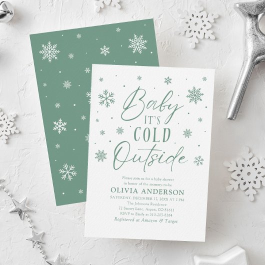 Groene sneeuwvlok Baby Het is koud buiten Baby sho Kaart