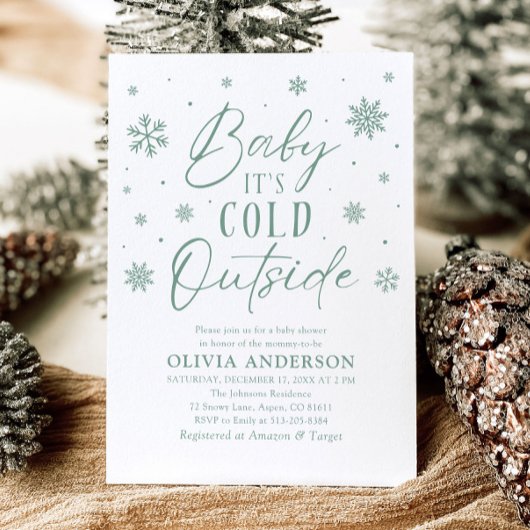 Groene sneeuwvlok Baby Het is koud buiten Baby sho Kaart