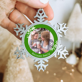 Groene Sneeuwvlok Custom Fotomonogram Tin Sneeuwvlok Ornament
