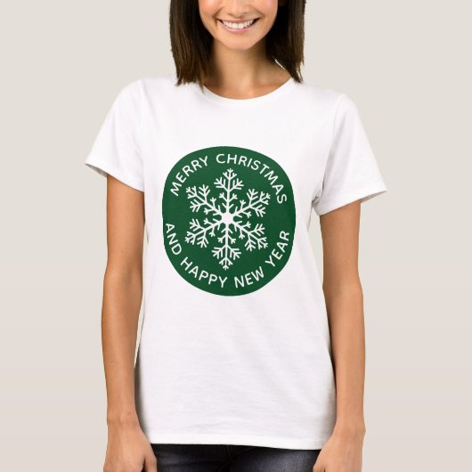 Groene Sneeuwvlok Feestelijk T-shirt (Voorkant)
