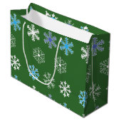 Groene Sneeuwvlok Grote Cadeautas (Voorkant Gekanteld)