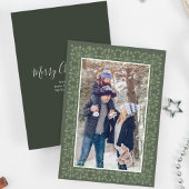 Groene Sneeuwvlok Kerstfoto Classic Feestdagenkaart