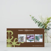 Groene sneeuwvlok kerstkaart (Staand voorkant)