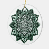 Groene Sneeuwvlok op wit Keramisch Ornament (Links)