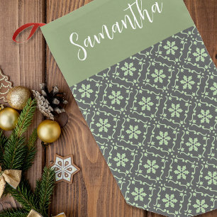 Groene Sneeuwvlok Patroon Custom Kerstmis Kleine Kerstsok