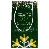 Groene Sneeuwvlok Vrede Vreugde Liefde Moderne Typ Klein Cadeauzakje (Voorkant)