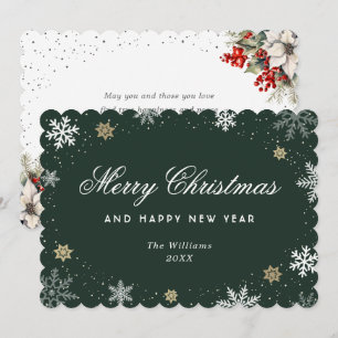 Groene Sneeuwvlok Waterverf Botanisch  Feestdagenkaart