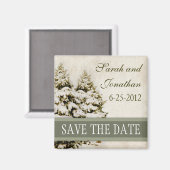 groene sneeuwvlokken bewaren de datum magneet (Voorkant / Achterkant)