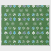 Groene sneeuwvlokken cadeaupapier (Vlak)