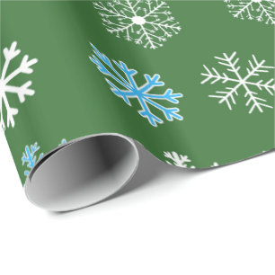 Groene sneeuwvlokken cadeaupapier