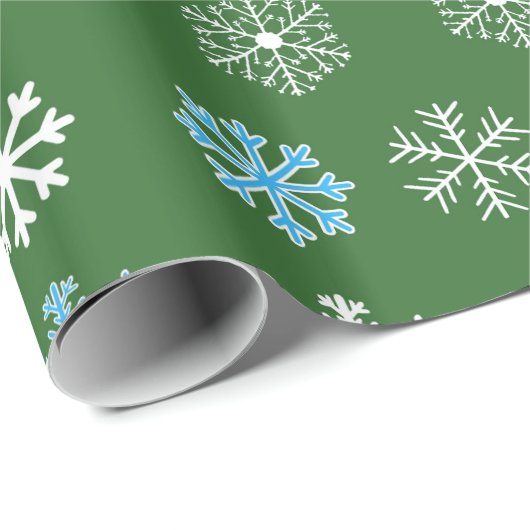 Groene sneeuwvlokken cadeaupapier (Rol Hoek)