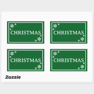 Groene Sneeuwvlokken Eenvoudig Kerstwoord Rechthoekige Sticker