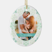 Groene Sneeuwvlokken Feestdagen Wit keramisch Orna Keramisch Ornament (Rechts)