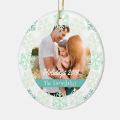 Groene Sneeuwvlokken Feestdagen Wit keramisch Orna Keramisch Ornament (Links)