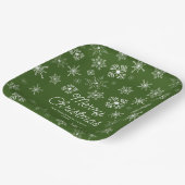 Groene sneeuwvlokken kerstfeest papieren bordje (Gebogen)