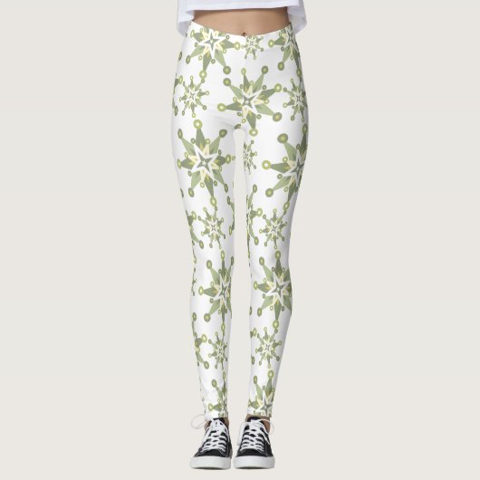 Groene sneeuwvlokken leggings (Voorkant)