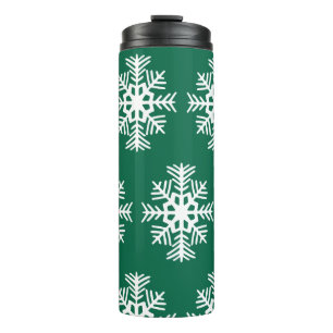 Groene Sneeuwvlokken Thermische Koffie Tumbler Thermosbeker