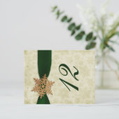 Groene sneeuwvlokken Winter Trouwtafel Nummers Briefkaart (Staand voorkant)