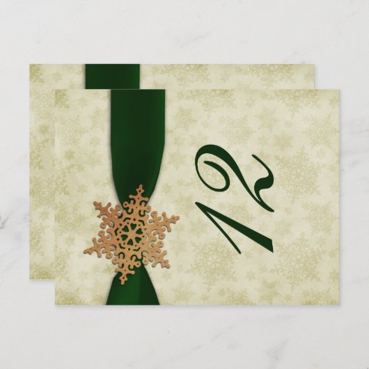 Groene sneeuwvlokken Winter Trouwtafel Nummers Briefkaart (Voorkant / Achterkant)