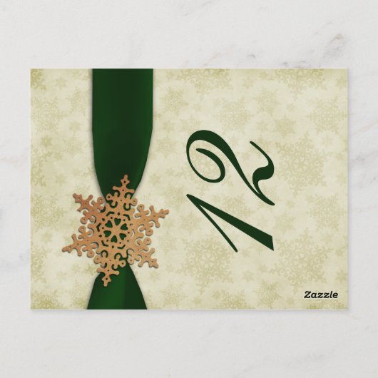 Groene sneeuwvlokken Winter Trouwtafel Nummers Briefkaart (Achterkant)