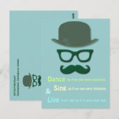 Groene snor, bril en derby pet briefkaart (Voorkant / Achterkant)