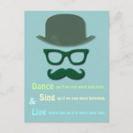 Groene snor, bril en derby pet briefkaart