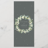 Groene Snowberry+Eucalyptus 4 gangen Bruiloft Flat Menu (Achterkant)