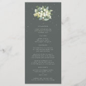 Groene Snowberry+Eucalyptus 4 gangen Bruiloft Flat Menu (Voorkant)