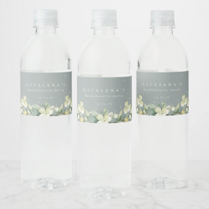 Groene Snowberry+Eucalyptus Bachelorette/Douche Waterfles Etiket