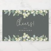 Groene Snowberry+Eucalyptus Bachelorette Party Min Likeurfles Etiket (Enkel label)