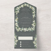 Groene Snowberry + Eucalyptus bruiloft alleen rece All In One Uitnodiging (Binnen)