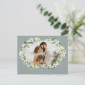 Groene Snowberry+Eucalyptus Bruiloft Dank u Foto Briefkaart (Staand voorkant)