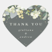 Groene Snowberry+Eucalyptus Bruiloft Dank u Hart Sticker (Voorkant)