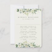 Groene Snowberry+Eucalyptus Bruiloft Multi-Event RSVP Kaartje (Voorkant)