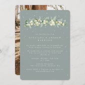 Groene Snowberry+Eucalyptus Bruiloft Receptie Foto Kaart (Voorkant / Achterkant)