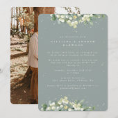 Groene Snowberry+Eucalyptus Bruiloft Receptie Foto Kaart (Voorkant / Achterkant)