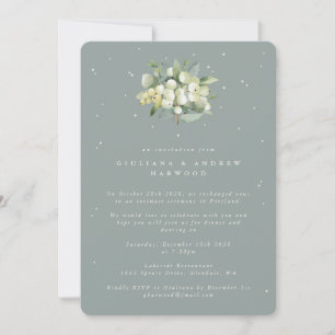 Groene Snowberry+Eucalyptus Bruiloft Receptie Foto Kaart