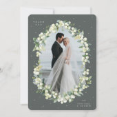 Groene Snowberry+Eucalyptus Bruiloft Vlakke Foto Bedankkaart (Voorkant)