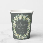 Groene Snowberry+Eucalyptus krans Vrijgezellenfees Papieren Bekers