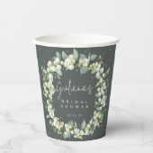 Groene Snowberry+Eucalyptus krans Vrijgezellenfees Papieren Bekers