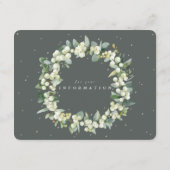 Groene Snowberry+Eucalyptus Rand Bruiloft Info Informatiekaartje (Achterkant)