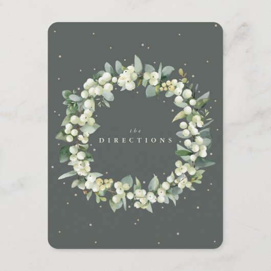 Groene Snowberry+Eucalyptus Stam Bruiloft Aanwijzi Informatiekaartje (Achterkant)