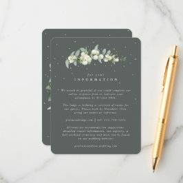 Groene Snowberry+Eucalyptus Stambruiloft Details Informatiekaartje