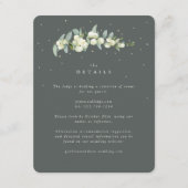 Groene Snowberry+Eucalyptus Stambruiloft Details Informatiekaartje (Voorkant)