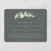 Groene Snowberry+Eucalyptus Stambruiloft Receptie Informatiekaartje (Voorkant)